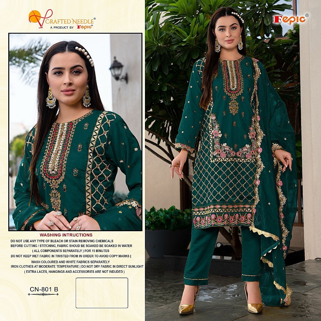 Cn 801 Crafted Needle Organza Pakistani Readymade Suits