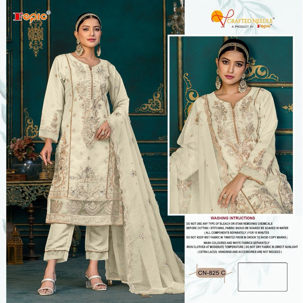Cn 825 Crafted Needle Organza Pakistani Readymade Suits
