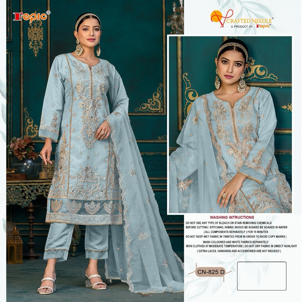 Cn 825 Crafted Needle Organza Pakistani Readymade Suits