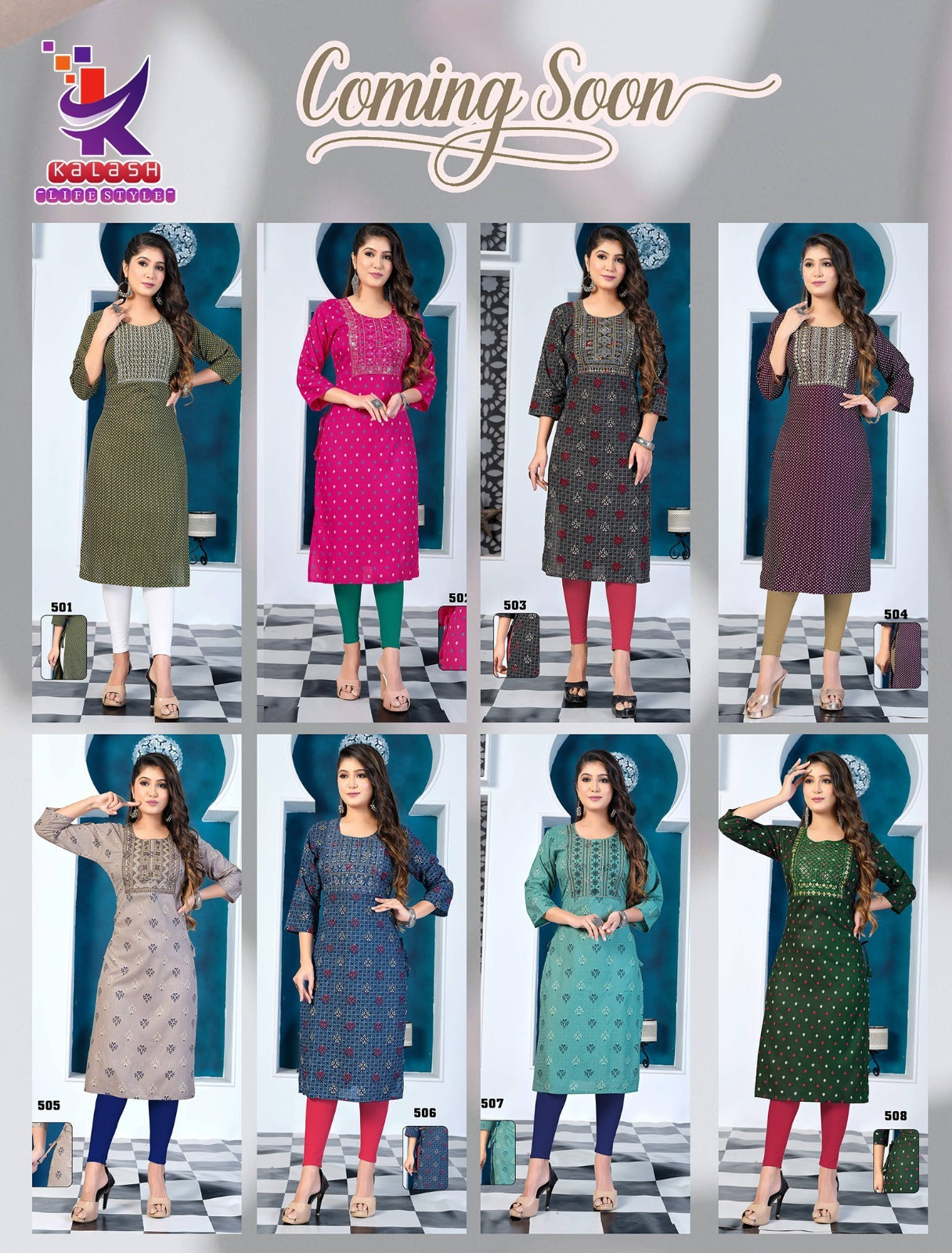 Coming Soon Mlm Kalash Lifestyle Rayon 14Kg Long Straight Kurti