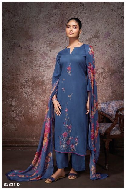 Coral 2331 Ganga Cotton Silk Plazzo Style Suits