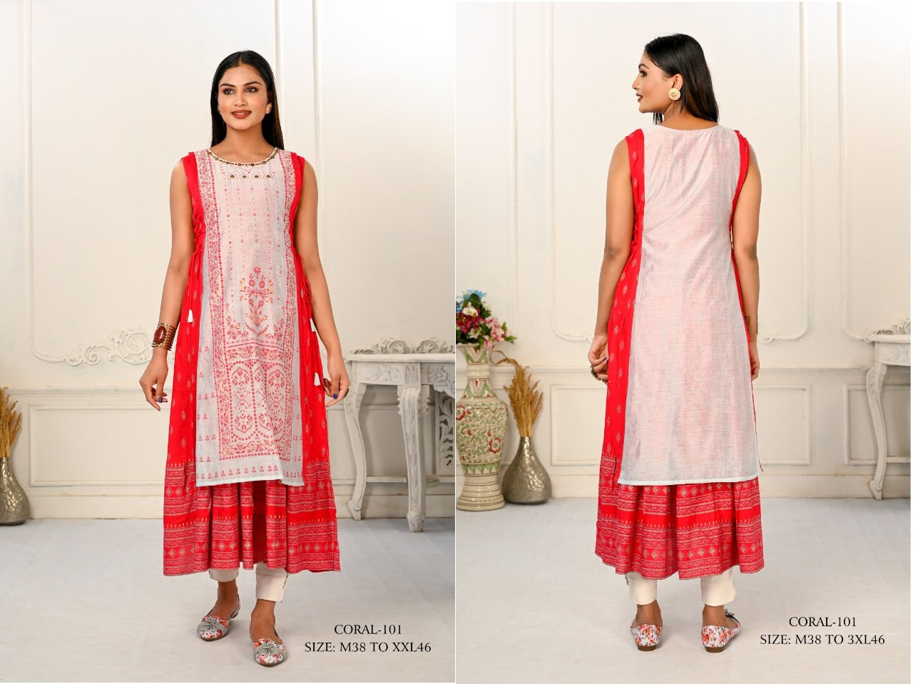 Coral Jivora Chanderi Kurtis