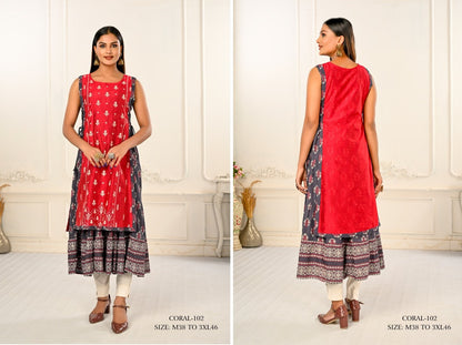 Coral Jivora Chanderi Kurtis