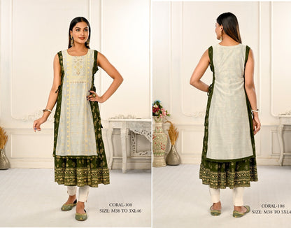 Coral Jivora Chanderi Kurtis
