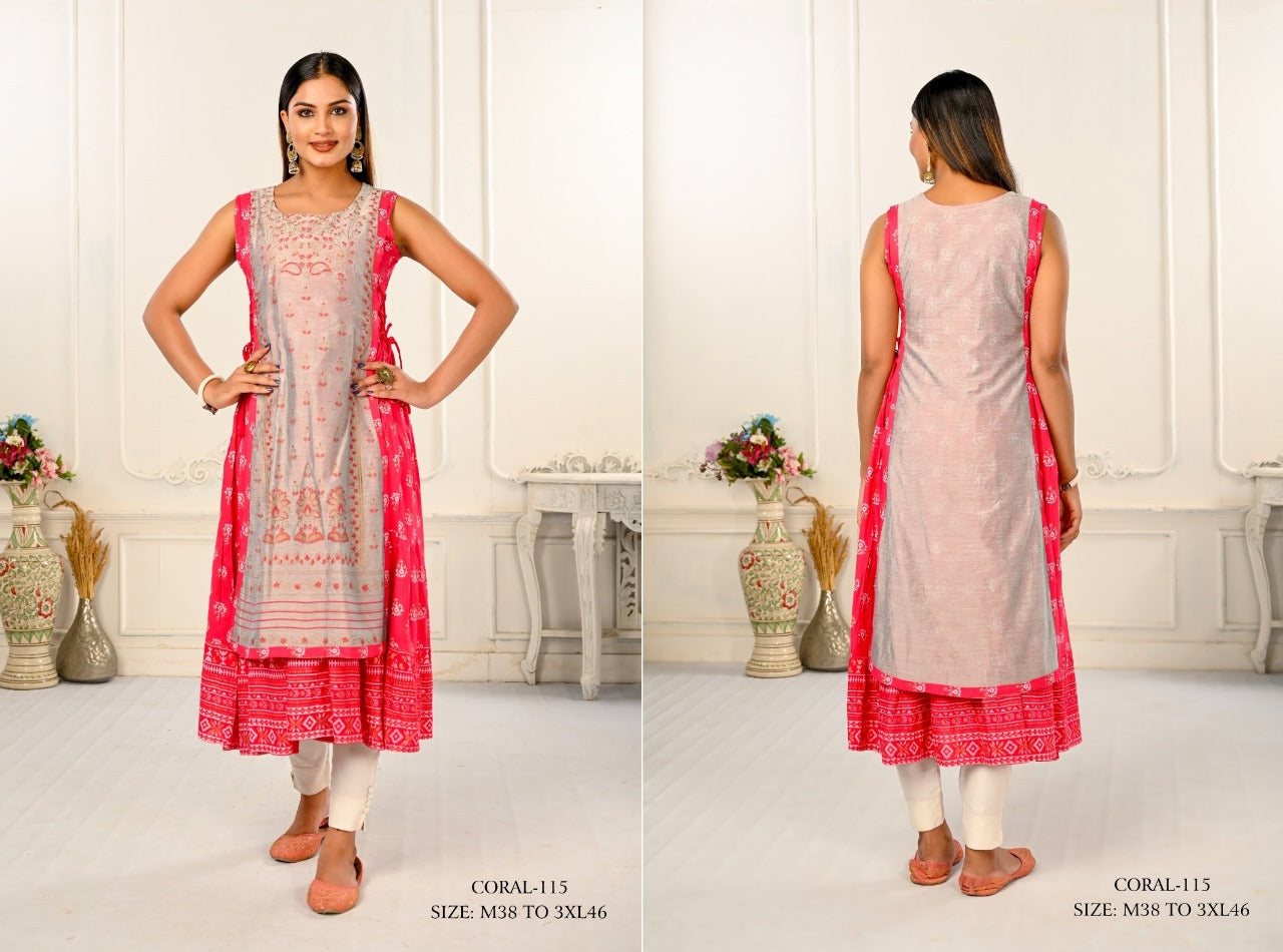 Coral Jivora Chanderi Kurtis