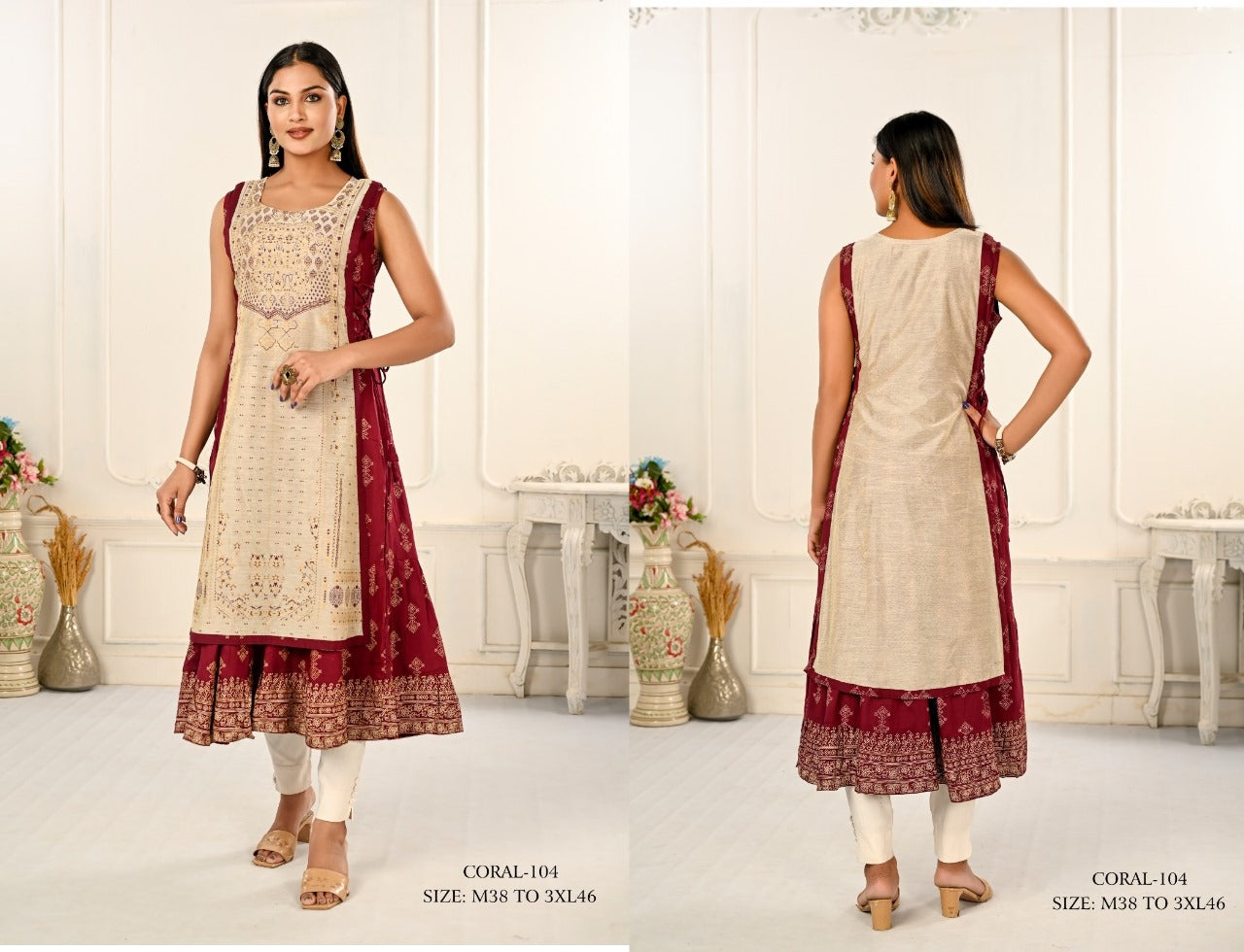 Coral Jivora Chanderi Kurtis