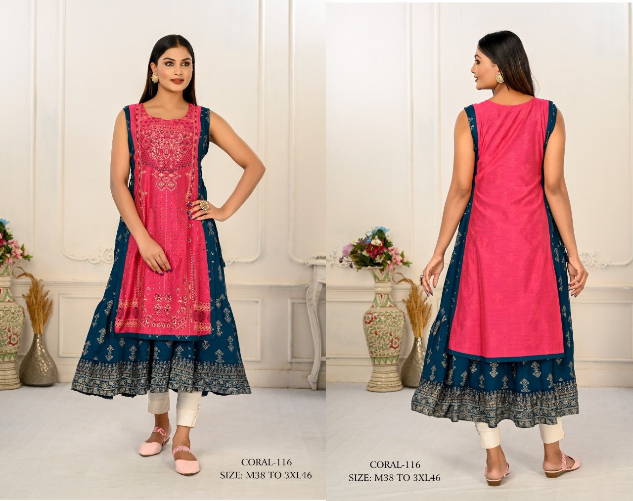 Coral Jivora Chanderi Kurtis