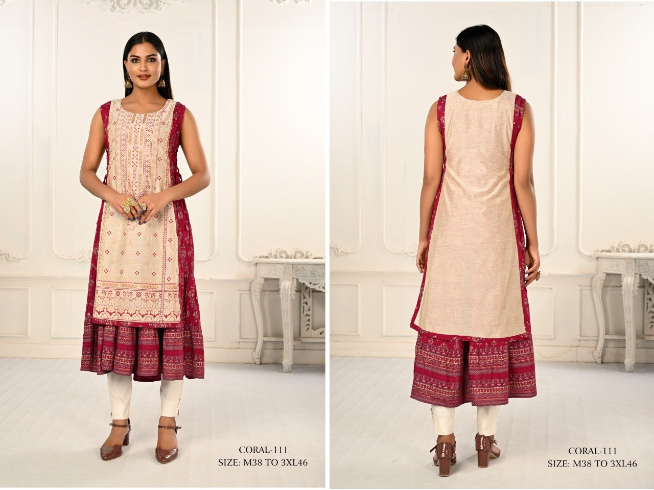 Coral Jivora Chanderi Kurtis