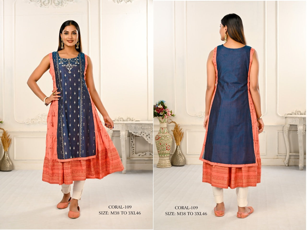 Coral Jivora Chanderi Kurtis