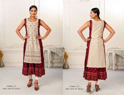 Coral Jivora Chanderi Kurtis