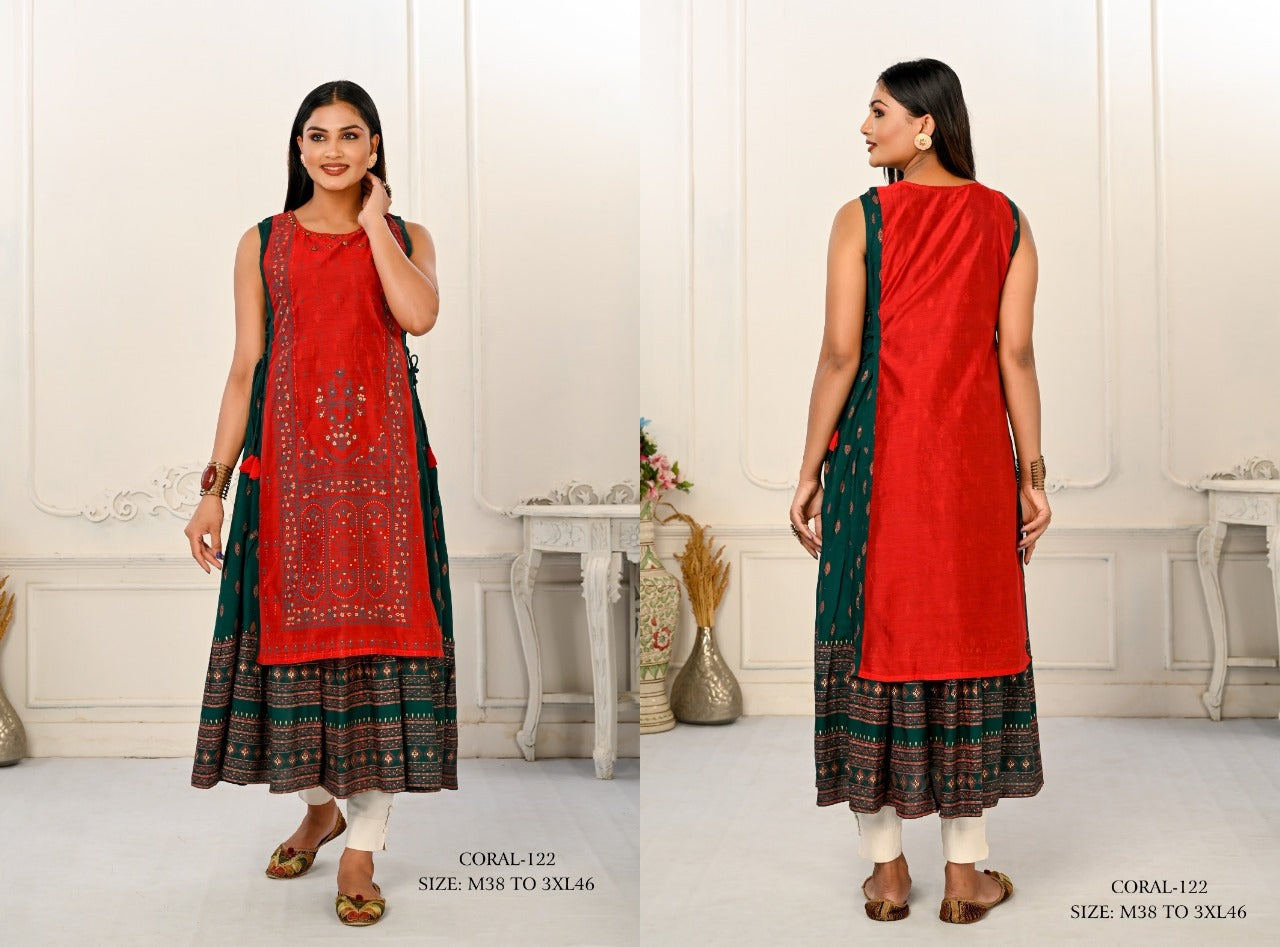 Coral Jivora Chanderi Kurtis