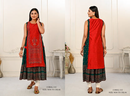 Coral Jivora Chanderi Kurtis