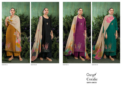 Coralie 2070 Ganga Cotton Silk Plazzo Style Suits