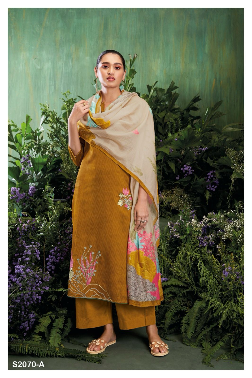 Coralie 2070 Ganga Cotton Silk Plazzo Style Suits