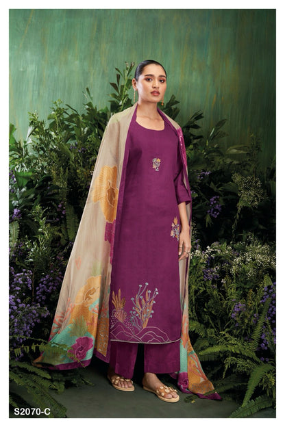 Coralie 2070 Ganga Cotton Silk Plazzo Style Suits