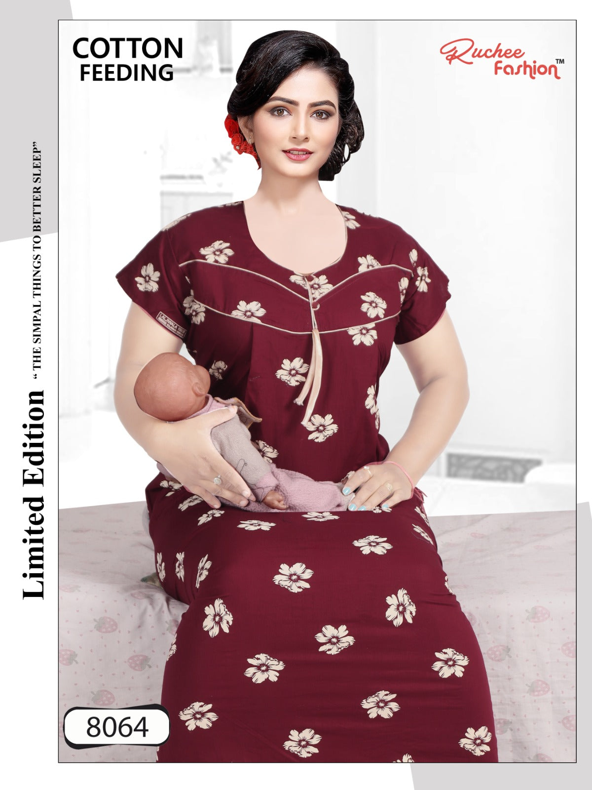 Cotton 0212 Ruchee Fashion Feeding Night Gown
