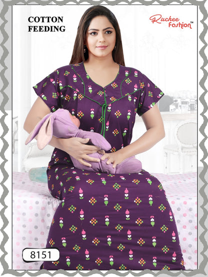 Cotton 0212 Ruchee Fashion Feeding Night Gown