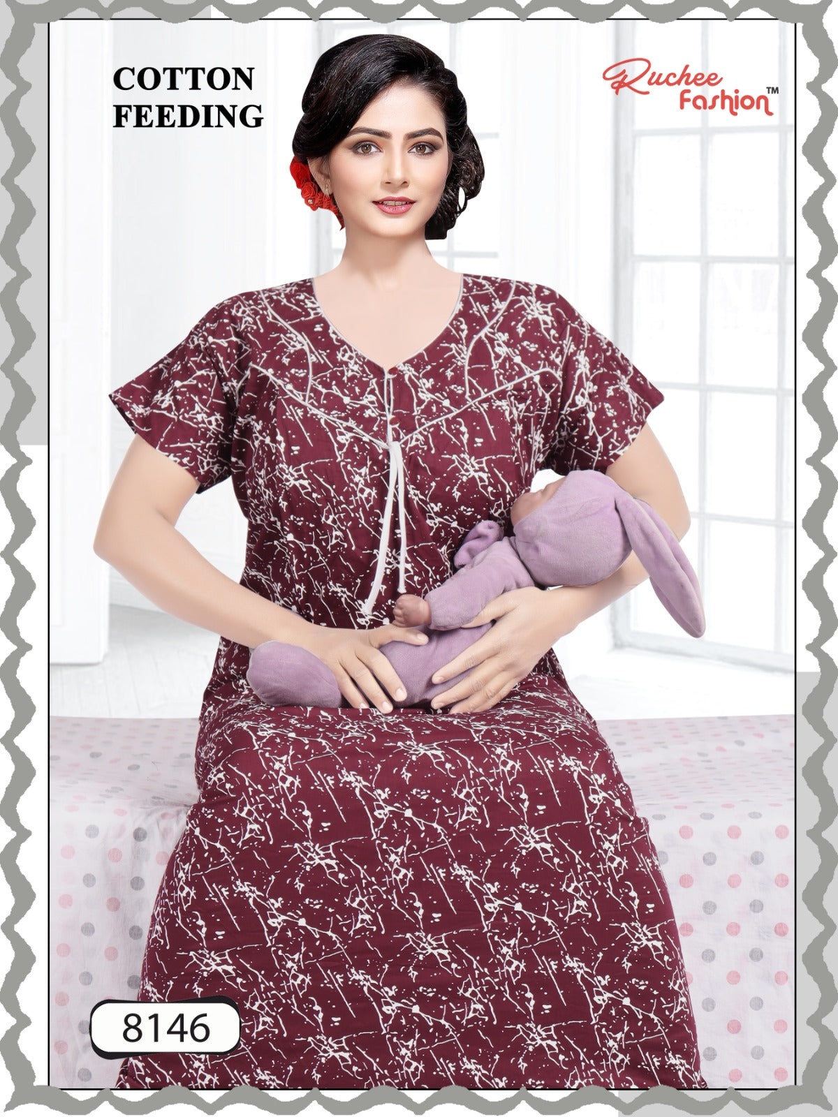 Cotton 0212 Ruchee Fashion Feeding Night Gown