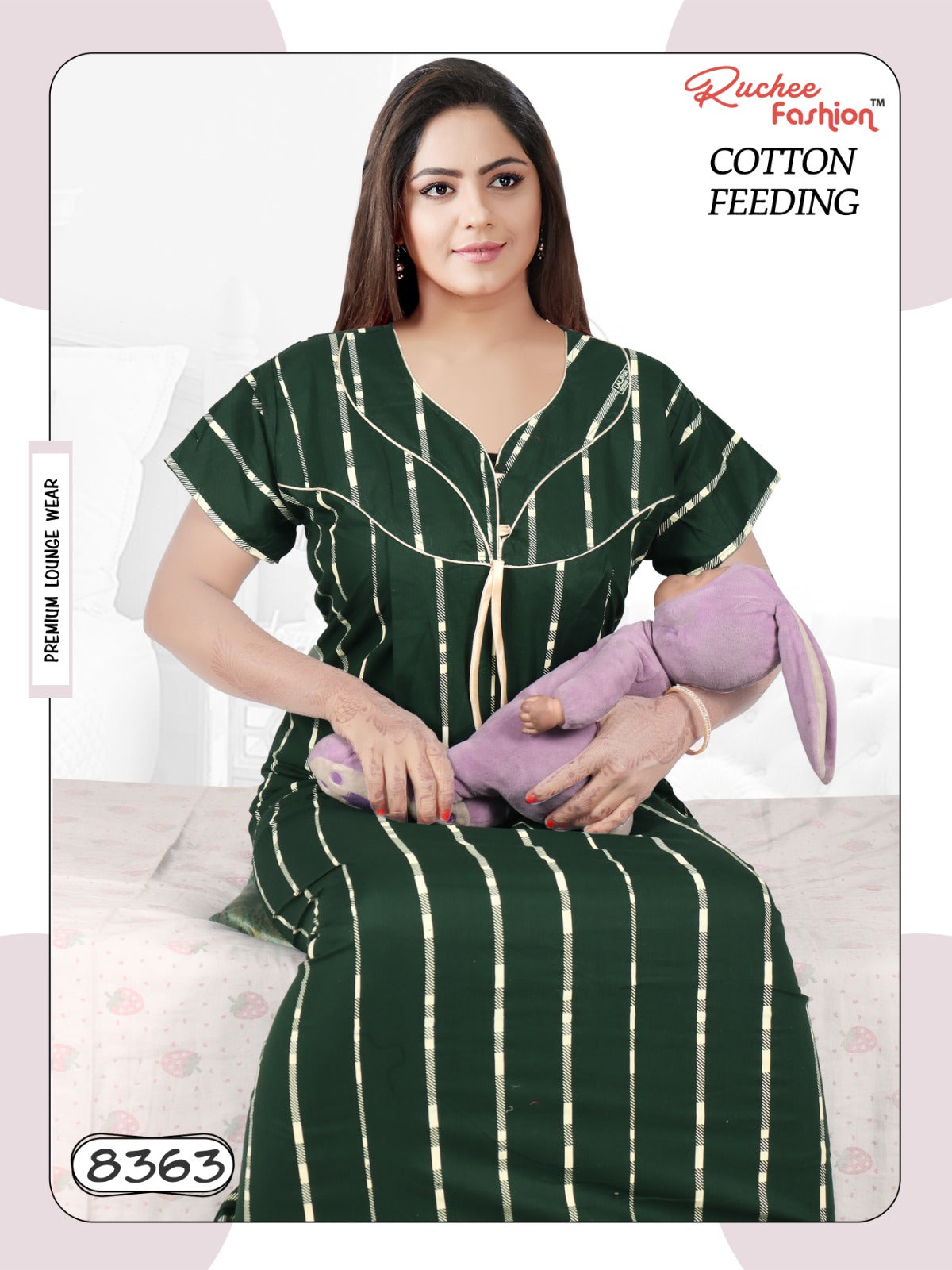 Cotton 0212 Ruchee Fashion Feeding Night Gown