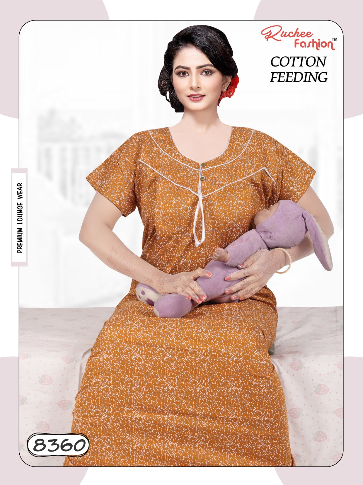 Cotton 0212 Ruchee Fashion Feeding Night Gown