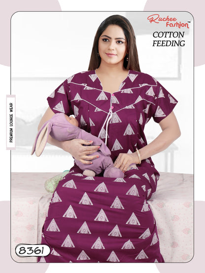 Cotton 0212 Ruchee Fashion Feeding Night Gown