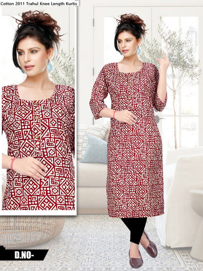 Cotton 2011 Trahul Knee Length Kurtis