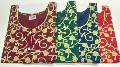 Cotton Full Open Ruchee Fashion Night Gowns