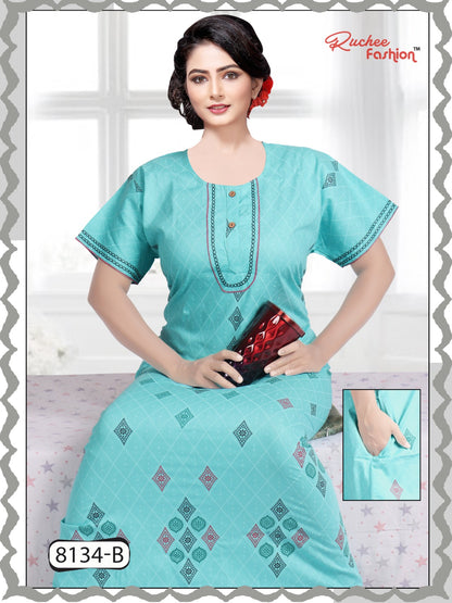 Cotton Pocket 0811 Ruchee Fashion Night Gowns