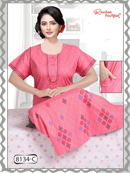 Cotton Pocket 0811 Ruchee Fashion Night Gowns