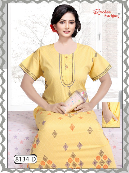 Cotton Pocket 0811 Ruchee Fashion Night Gowns