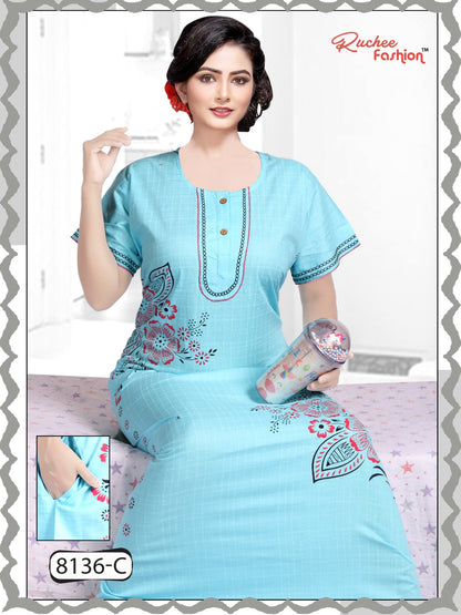 Cotton Pocket 0811 Ruchee Fashion Night Gowns