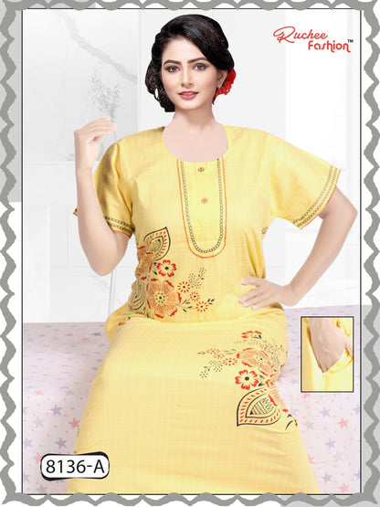Cotton Pocket 0811 Ruchee Fashion Night Gowns