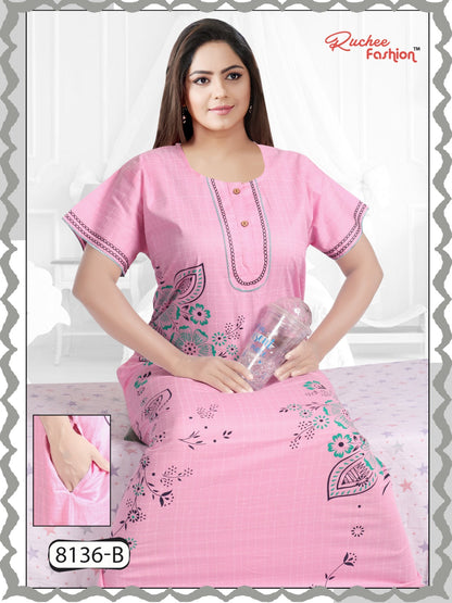 Cotton Pocket 0811 Ruchee Fashion Night Gowns