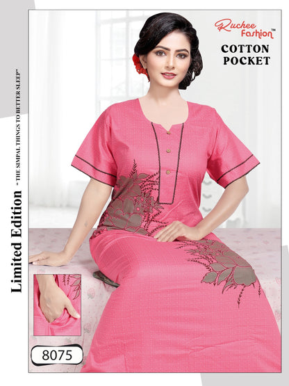 Cotton Pocket 0811 Ruchee Fashion Night Gowns