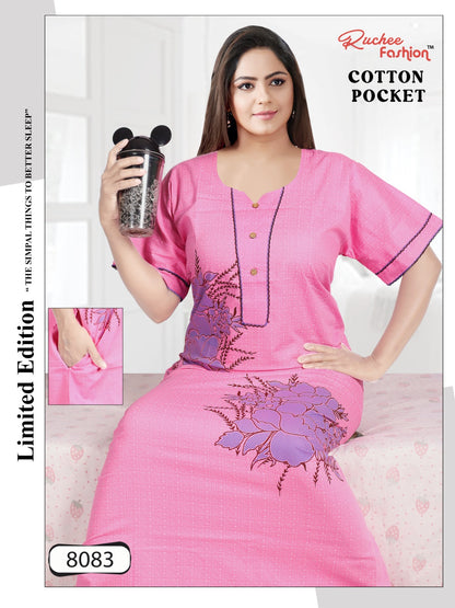 Cotton Pocket 0811 Ruchee Fashion Night Gowns