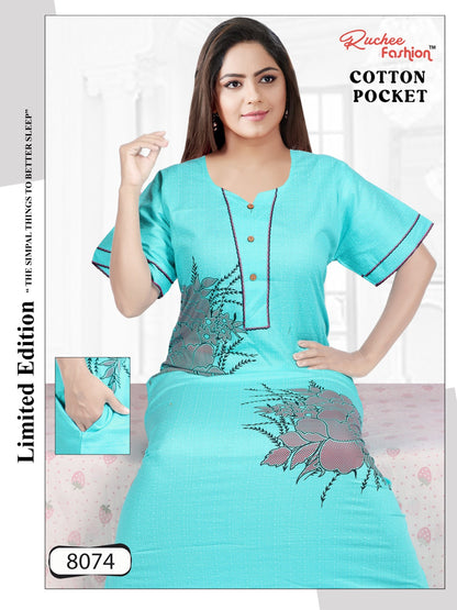 Cotton Pocket 0811 Ruchee Fashion Night Gowns