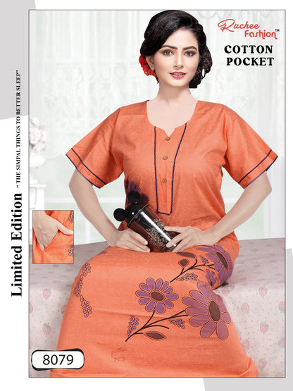 Cotton Pocket 0811 Ruchee Fashion Night Gowns
