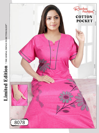 Cotton Pocket 0811 Ruchee Fashion Night Gowns