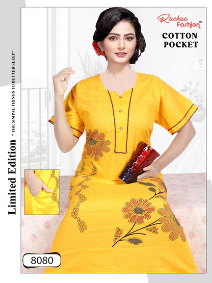 Cotton Pocket 0811 Ruchee Fashion Night Gowns