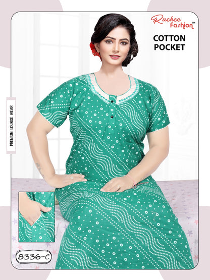 Cotton Pocket 2511 Ruchee Fashion Night Gowns