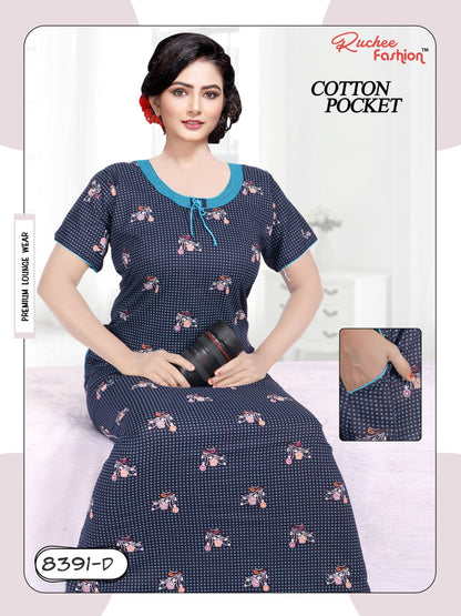 Cotton Pocket 2511 Ruchee Fashion Night Gowns