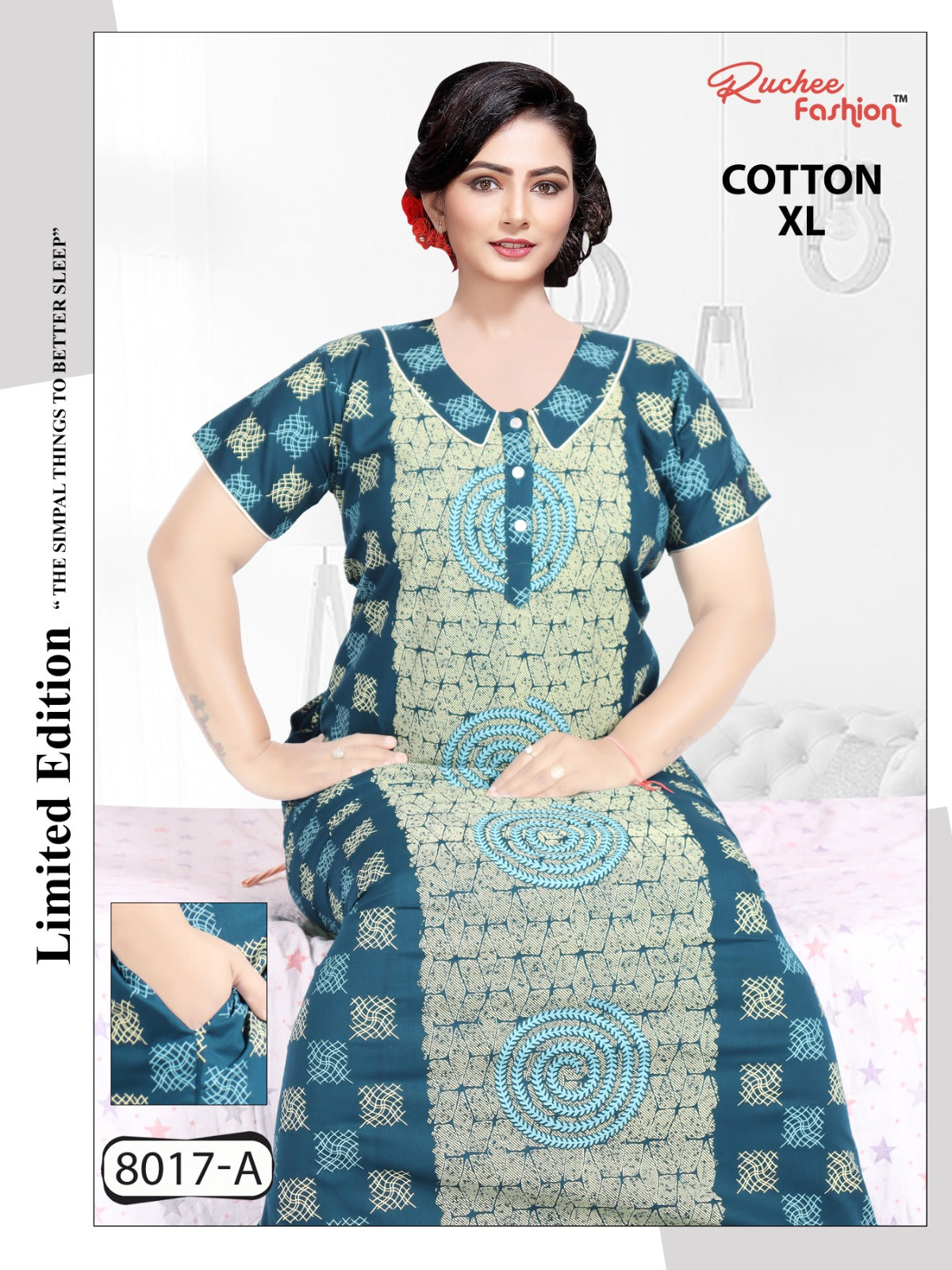Cotton Pocket B Ruchee Fashion Night Gowns