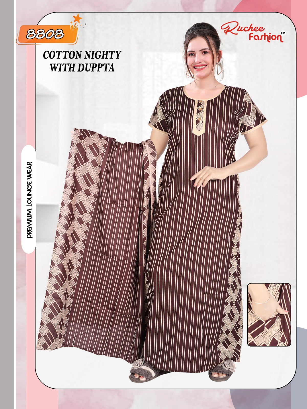 Cotton With Dupatta 150324 Ruchee Fashion Premium Cotton Night Gowns