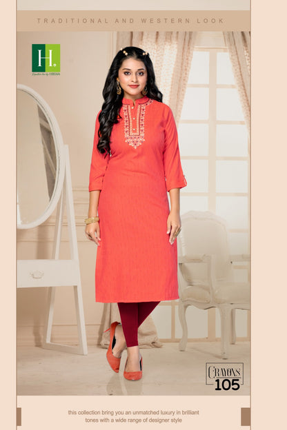 Crayons H Dot Rayon Straight Cut Kurtis