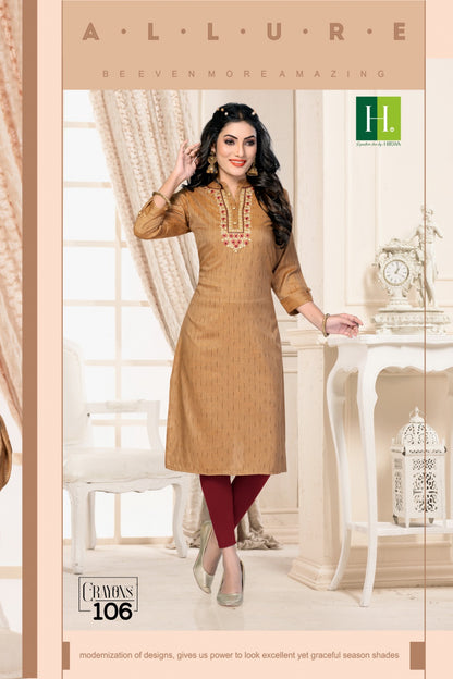 Crayons H Dot Rayon Straight Cut Kurtis