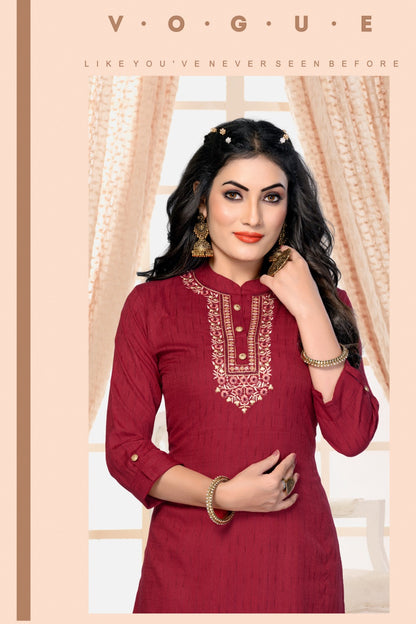 Crayons H Dot Rayon Straight Cut Kurtis