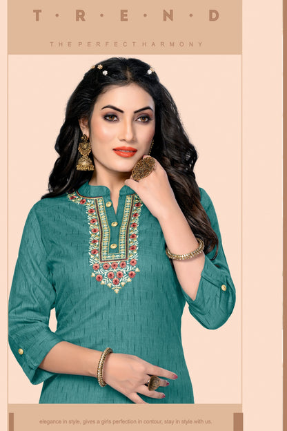Crayons H Dot Rayon Straight Cut Kurtis