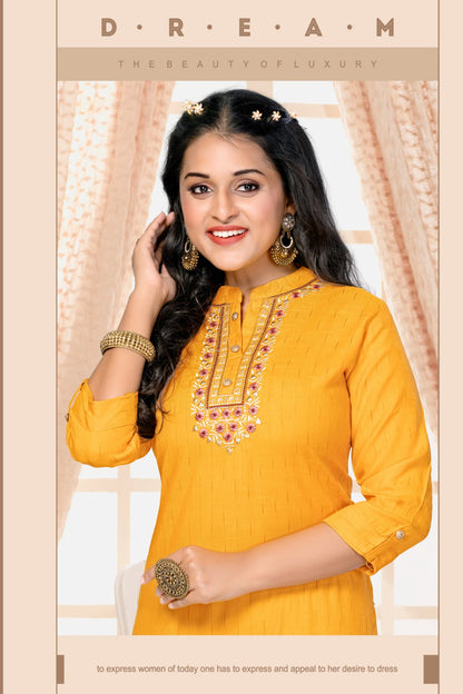Crayons H Dot Rayon Straight Cut Kurtis