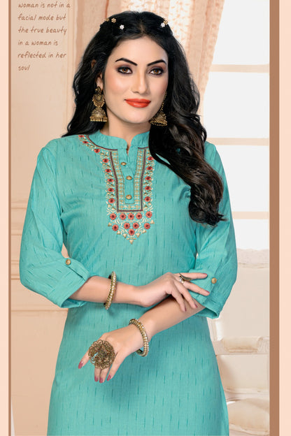 Crayons H Dot Rayon Straight Cut Kurtis