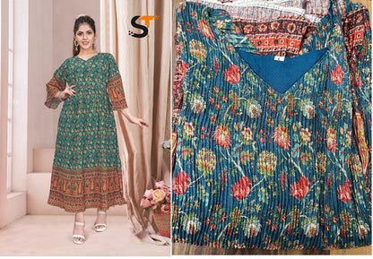 Crushed Salas Chinon Anarkali Kurtis